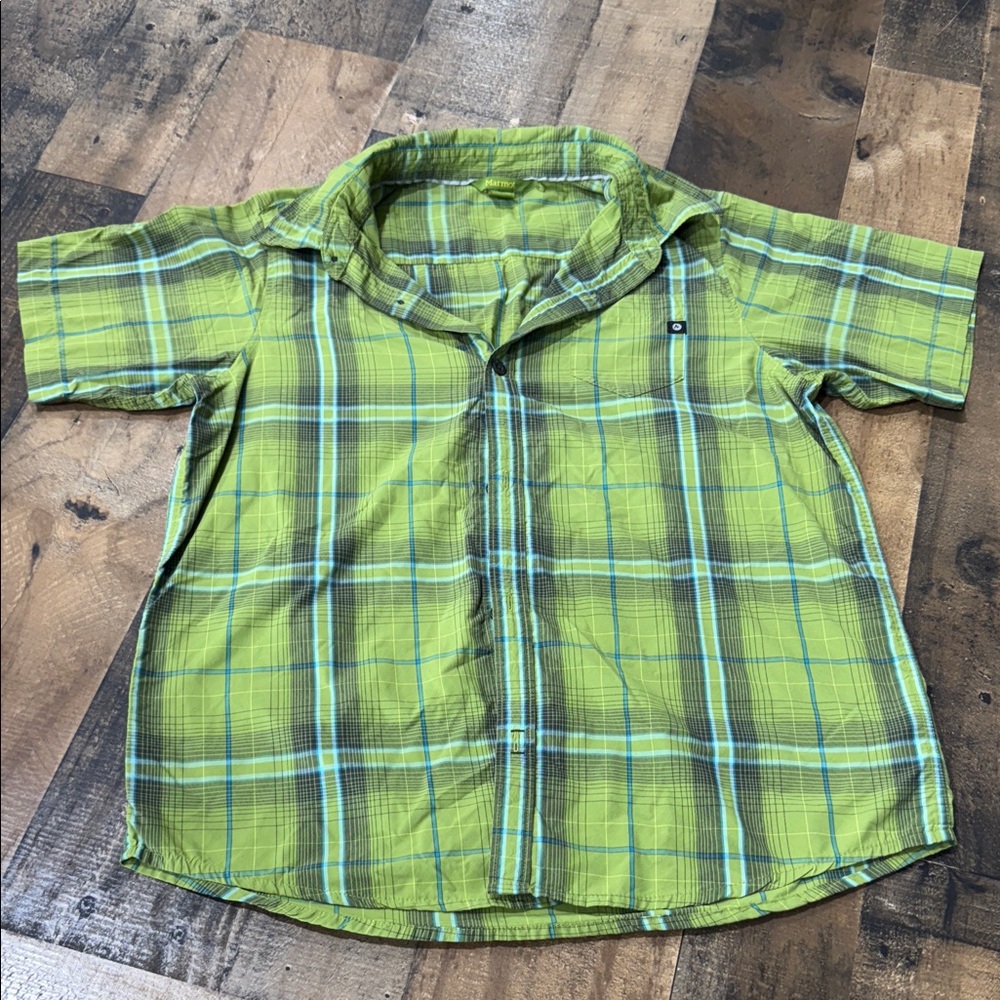 Marmot Kids Lime Plaid Button Down Shirt